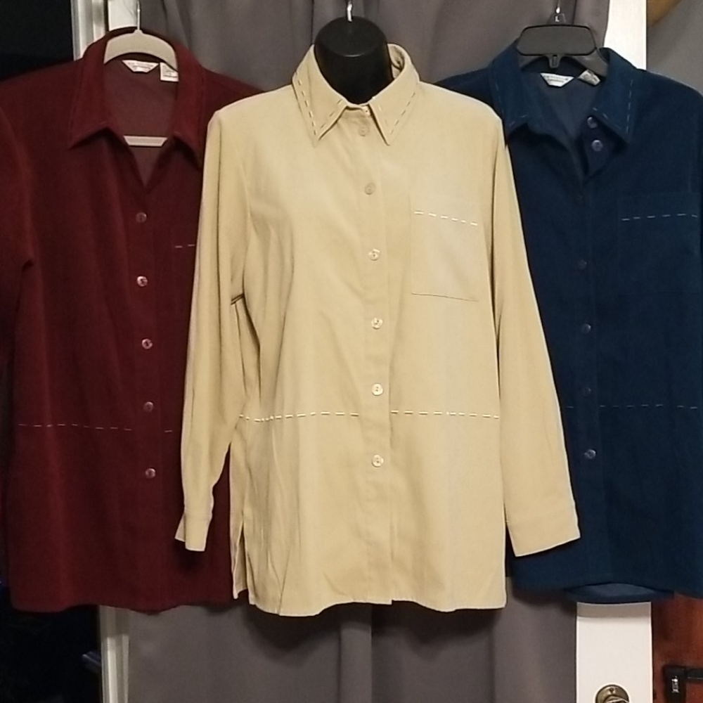 Bundle of 3 Kim Rogers Signature Women's Blouses Button Down Embroidered S EUC